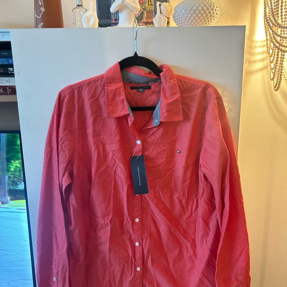 Tommy Hilfiger Red Casual Button Down Shirt